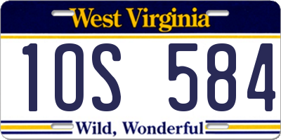 WV license plate 1OS584