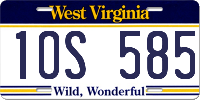 WV license plate 1OS585