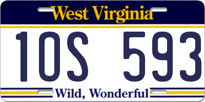 WV license plate 1OS593
