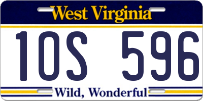 WV license plate 1OS596