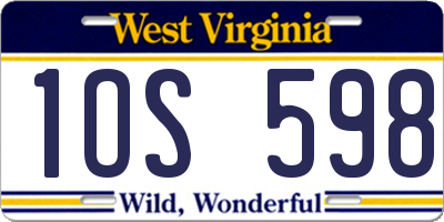 WV license plate 1OS598
