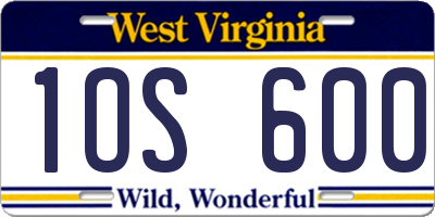 WV license plate 1OS600