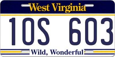 WV license plate 1OS603