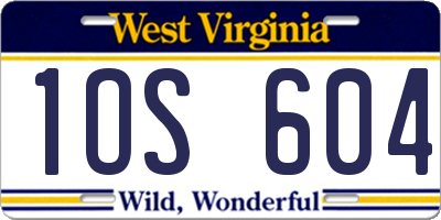 WV license plate 1OS604