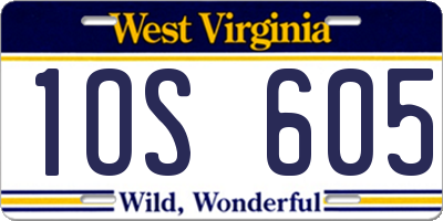 WV license plate 1OS605