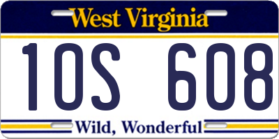 WV license plate 1OS608