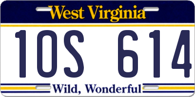 WV license plate 1OS614