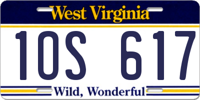 WV license plate 1OS617