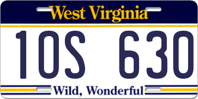 WV license plate 1OS630