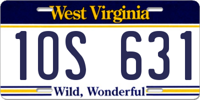 WV license plate 1OS631