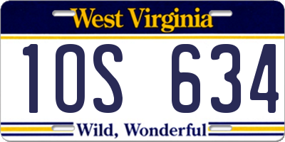 WV license plate 1OS634