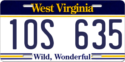 WV license plate 1OS635
