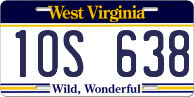 WV license plate 1OS638