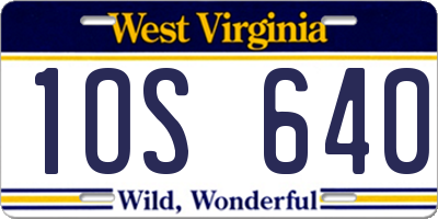 WV license plate 1OS640