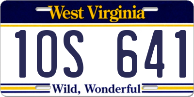 WV license plate 1OS641