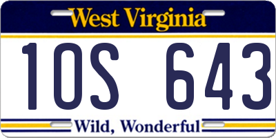 WV license plate 1OS643