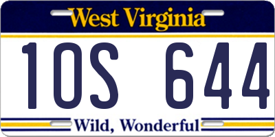 WV license plate 1OS644