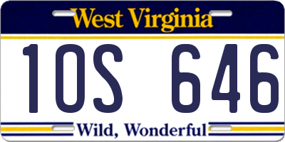WV license plate 1OS646