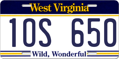 WV license plate 1OS650