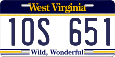 WV license plate 1OS651