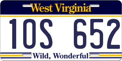WV license plate 1OS652
