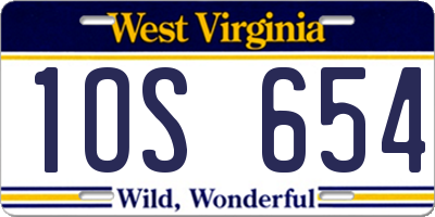WV license plate 1OS654