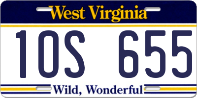 WV license plate 1OS655