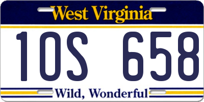 WV license plate 1OS658