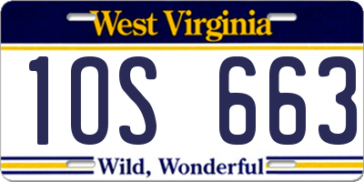 WV license plate 1OS663