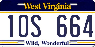 WV license plate 1OS664