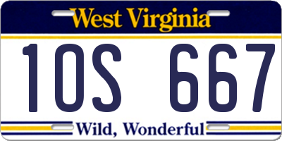 WV license plate 1OS667