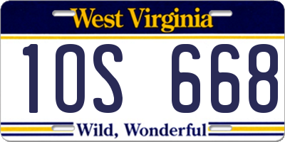 WV license plate 1OS668