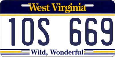 WV license plate 1OS669