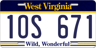 WV license plate 1OS671