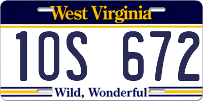 WV license plate 1OS672