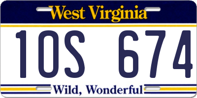 WV license plate 1OS674