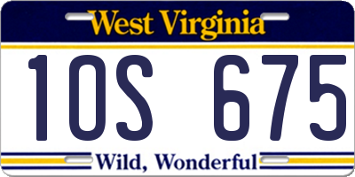 WV license plate 1OS675
