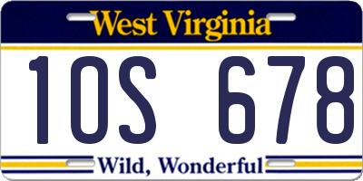 WV license plate 1OS678