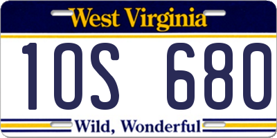 WV license plate 1OS680