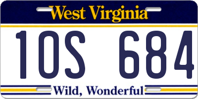 WV license plate 1OS684