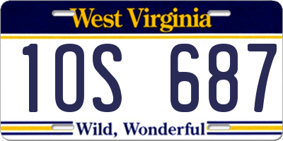 WV license plate 1OS687