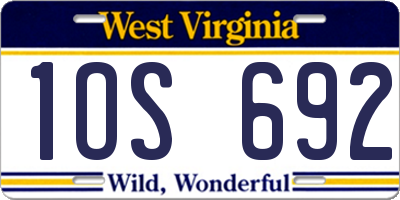 WV license plate 1OS692