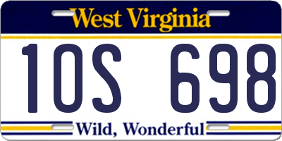 WV license plate 1OS698