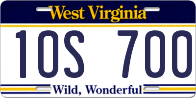 WV license plate 1OS700