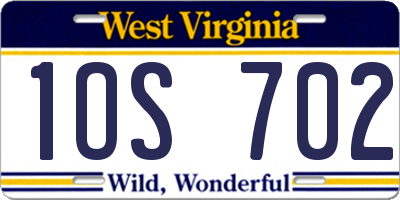 WV license plate 1OS702