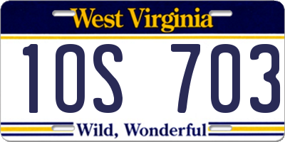 WV license plate 1OS703