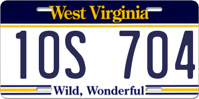 WV license plate 1OS704