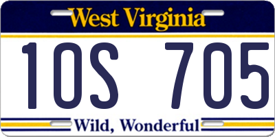 WV license plate 1OS705