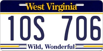 WV license plate 1OS706