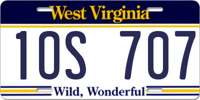 WV license plate 1OS707